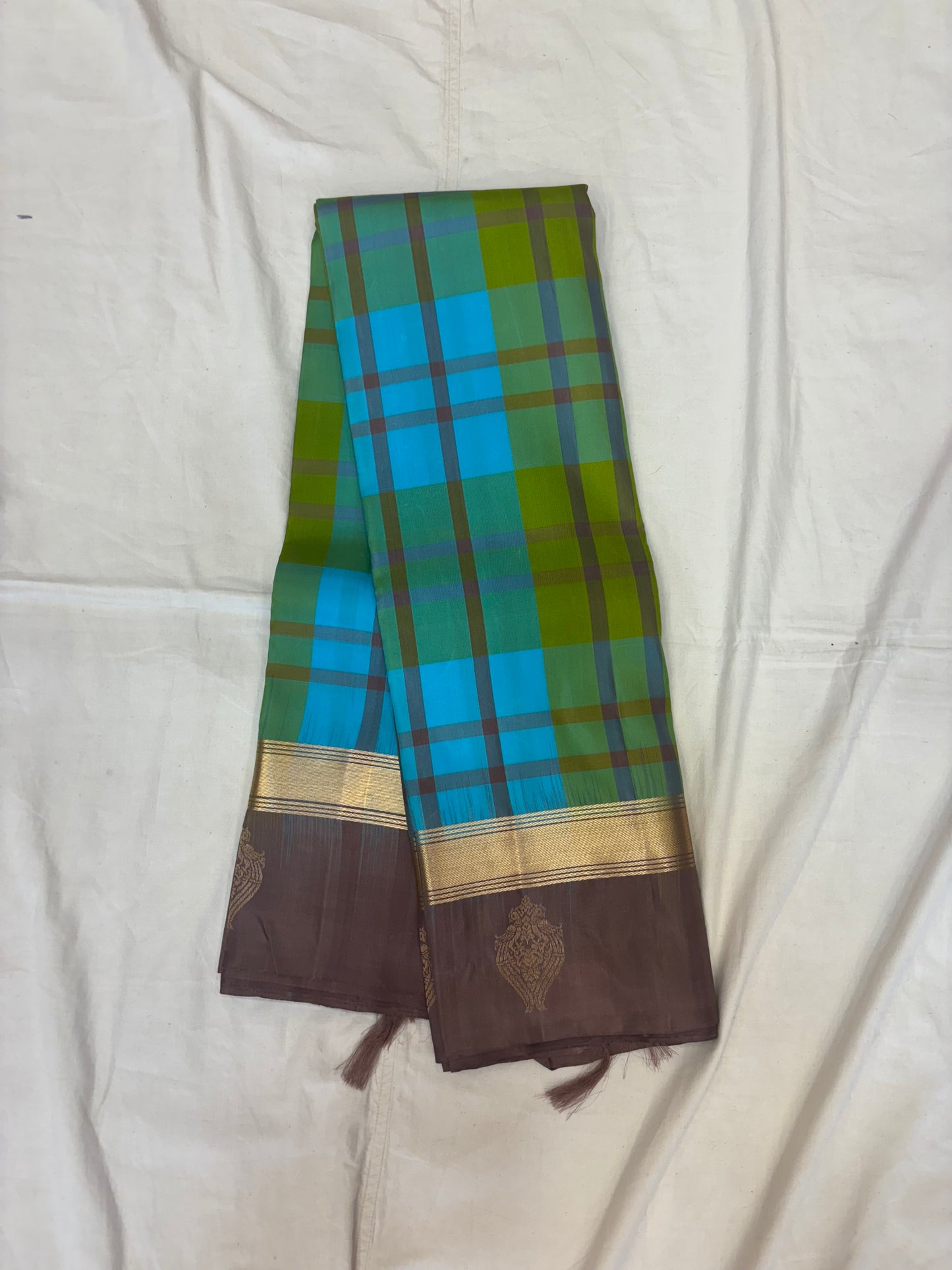 Aadhirai blue green handloom softsilk saree - Pure silk saree-AK1114