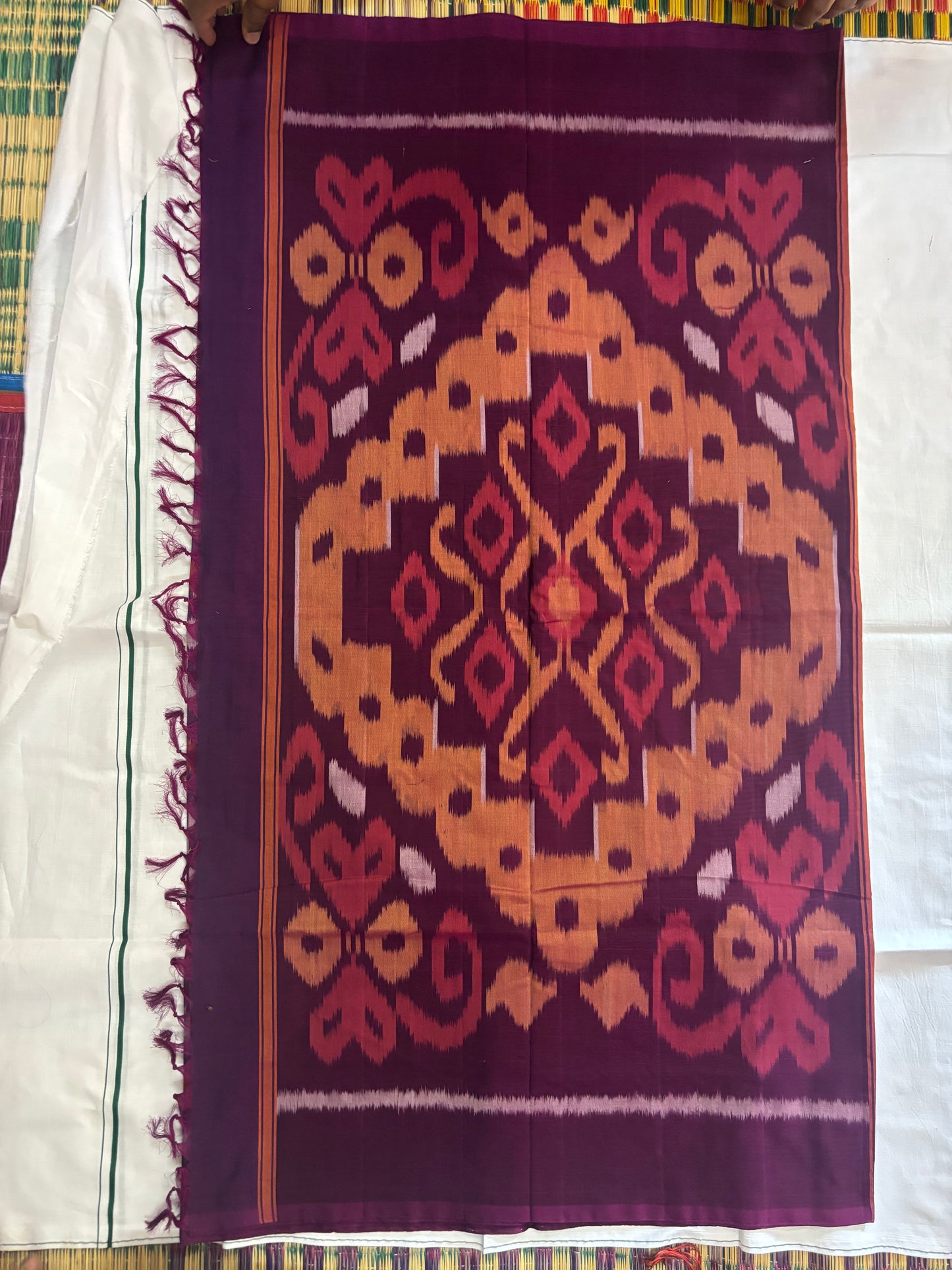 Kaatrinila purple handloom pure cotton saree - Pochampally design