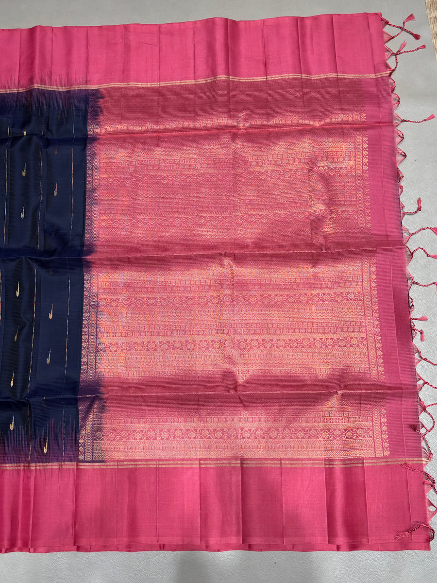 Leelavathi blue handloom softsilk saree - GA104