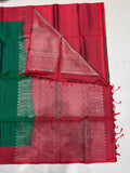Paari green & red handloom softsilk saree - Pure silk saree