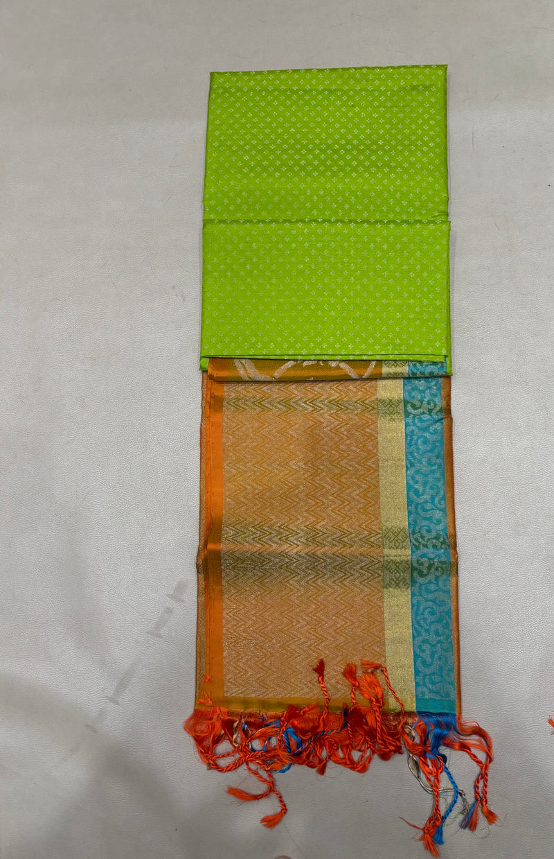 Karunya green brocade softsilk saree - Pure silk saree