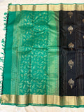 Urvi black handloom softsilk saree - Pure silk saree