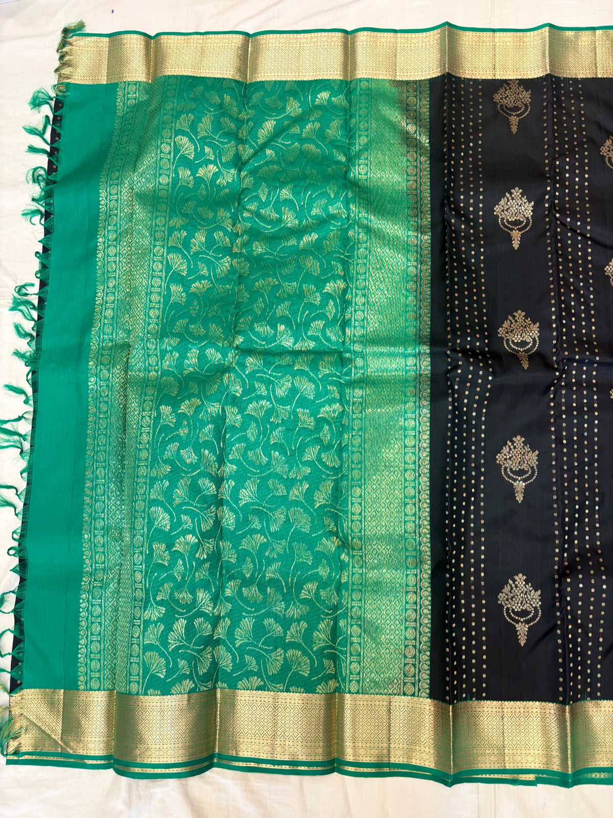 Urvi black handloom softsilk saree - Pure silk saree
