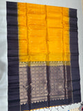 Leelavathi yellow & coffee brown handloom softsilk saree - Pure silk saree - GA104