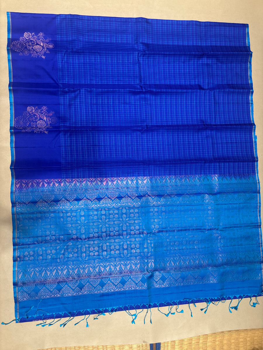 Rishitha dark blue handloom softsilk saree - Pure silk saree-AK1119