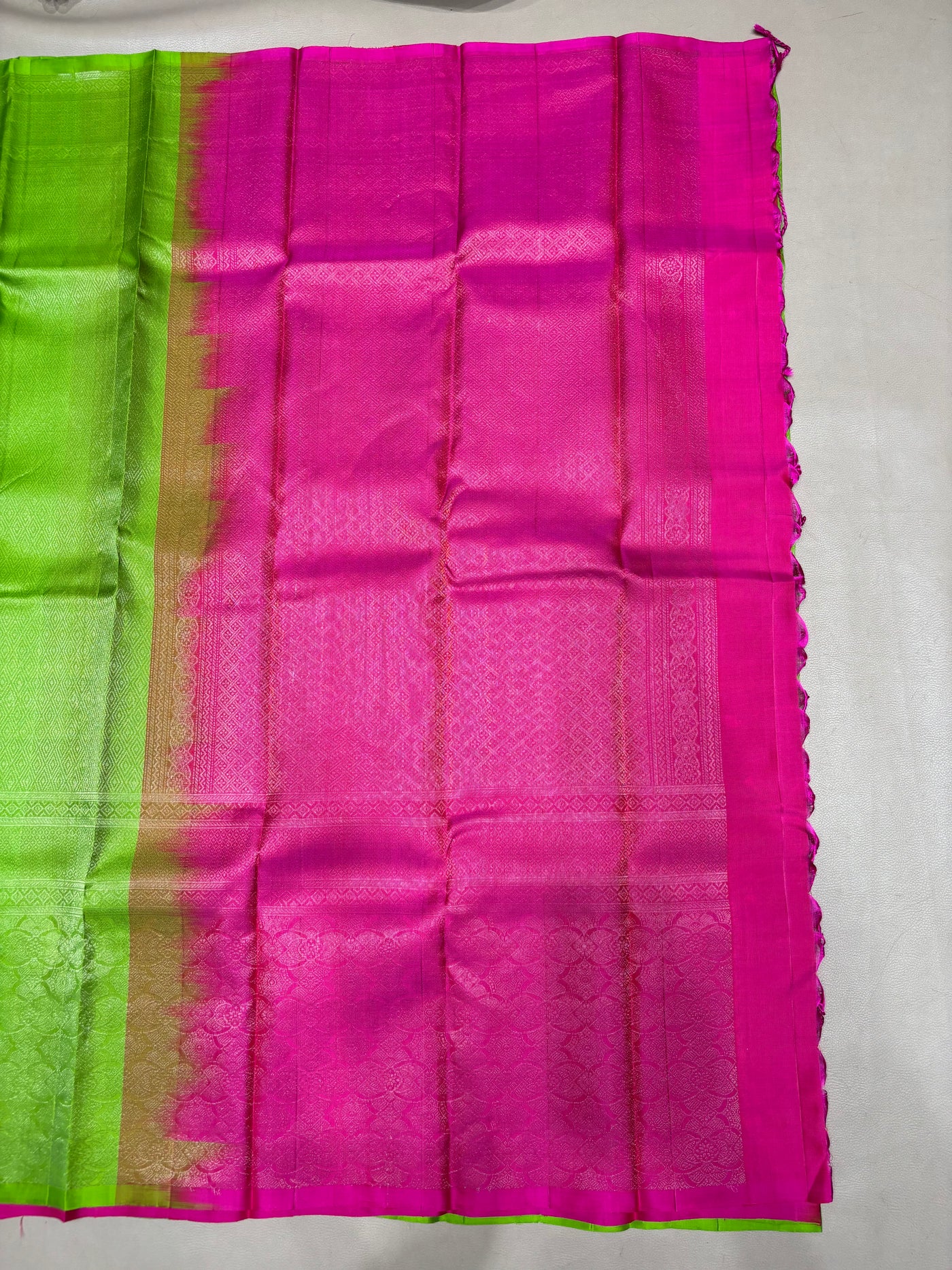 Padumai green brocade bridal softsilk saree - Pure silk saree