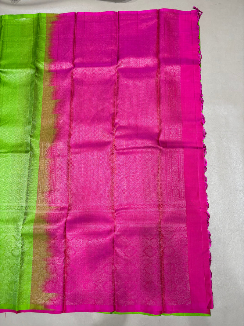 Padumai green brocade bridal softsilk saree - Pure silk saree