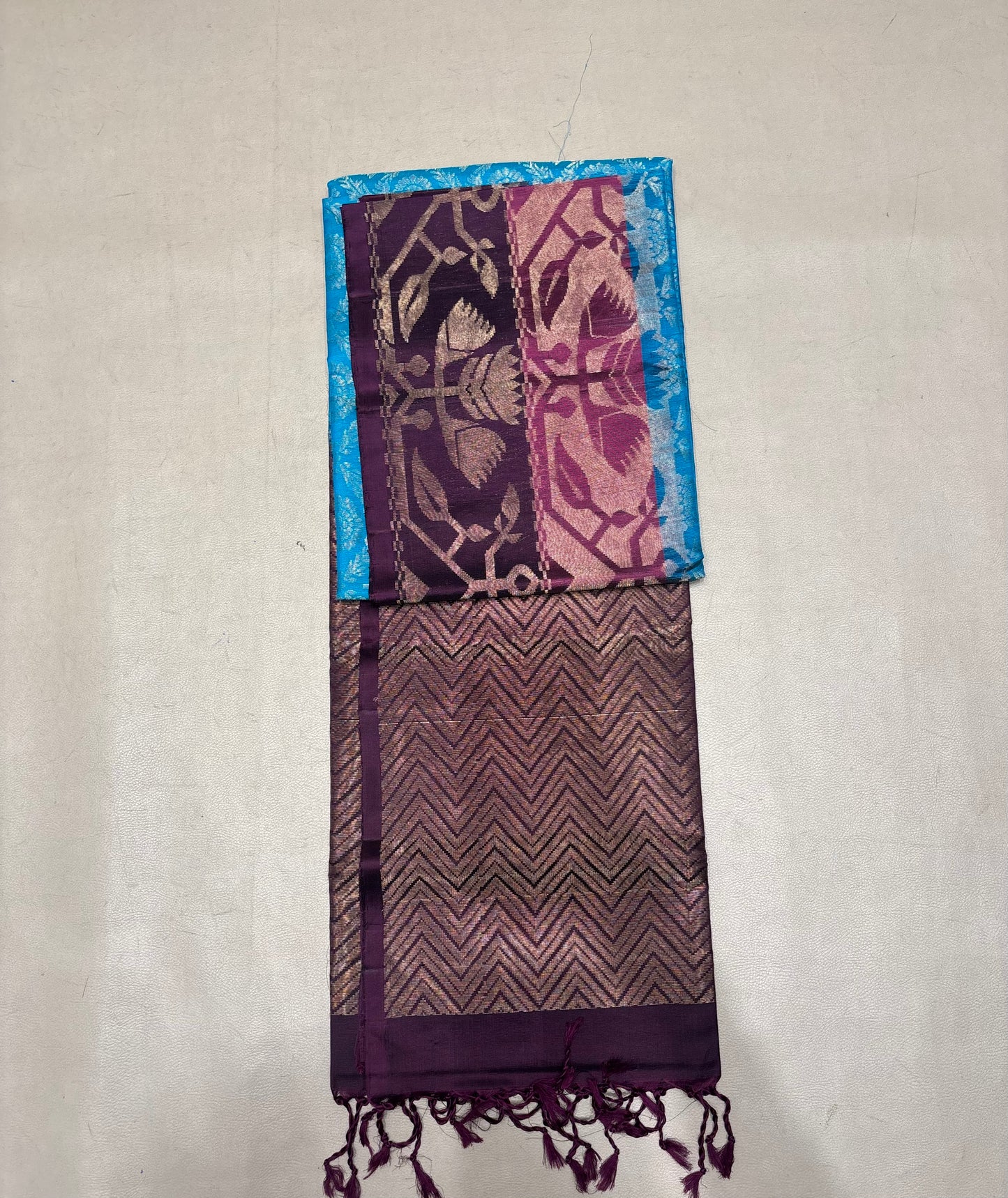 Kalai light blue brocade bridal softsilk saree- Pure silk saree
