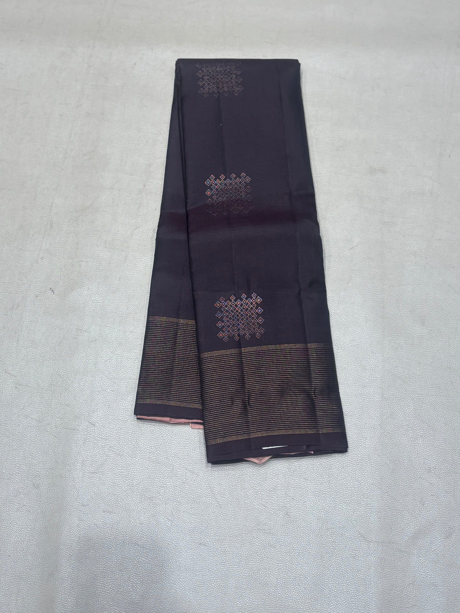 Samyukta Kolam coffee brown softsilk saree