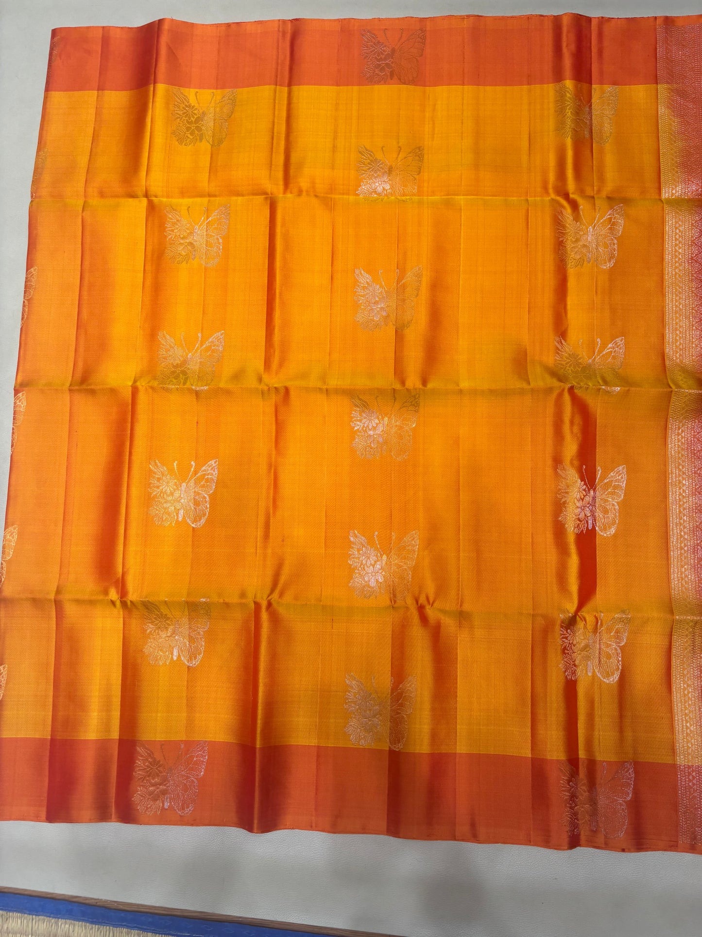 Ramani yellow orange softsilk saree - Pure silk saree