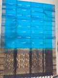 Ponvalli blue handloom softsilk saree - Pure silk saree-AK1113