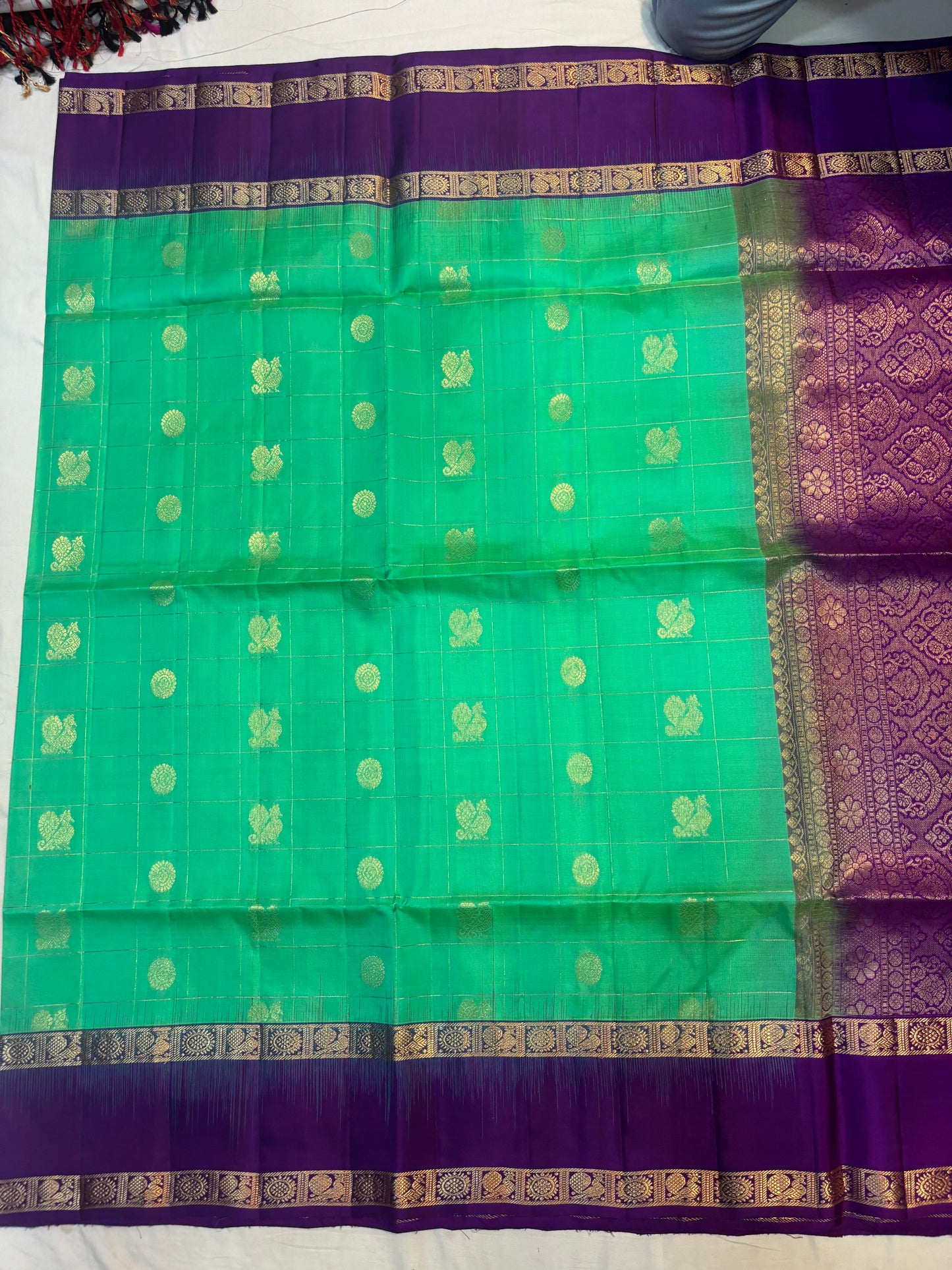 Sangavi green & purple handloom softsilk saree - Pure silk saree