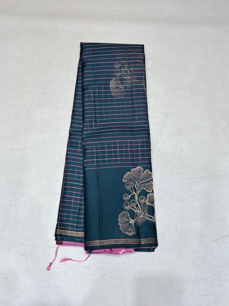 Charvitha bottle green handloom softsilk saree - Pure silk saree