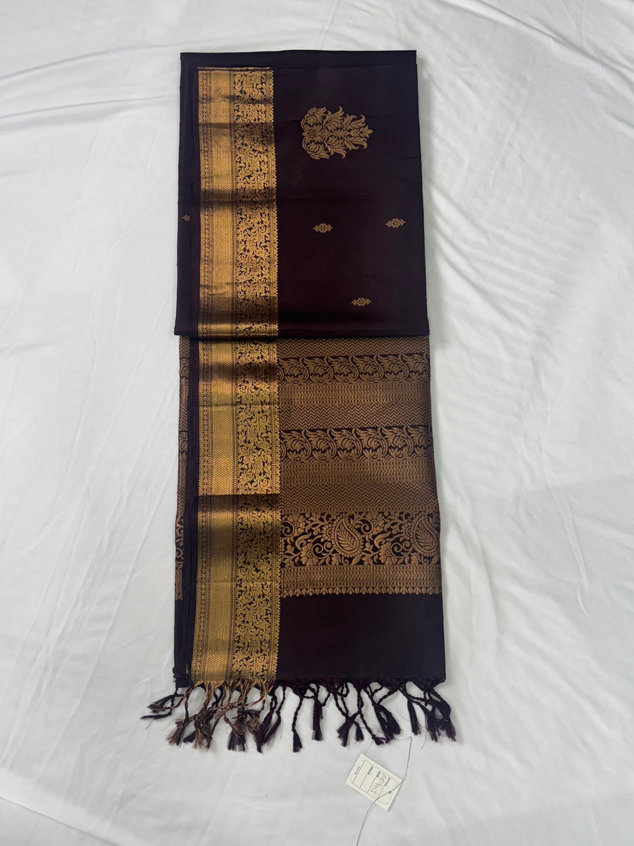 Anila coffee brown handloom softsilk saree - Pure silk saree