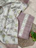 Semi Tussar salwar material - 2 colors with lotus design