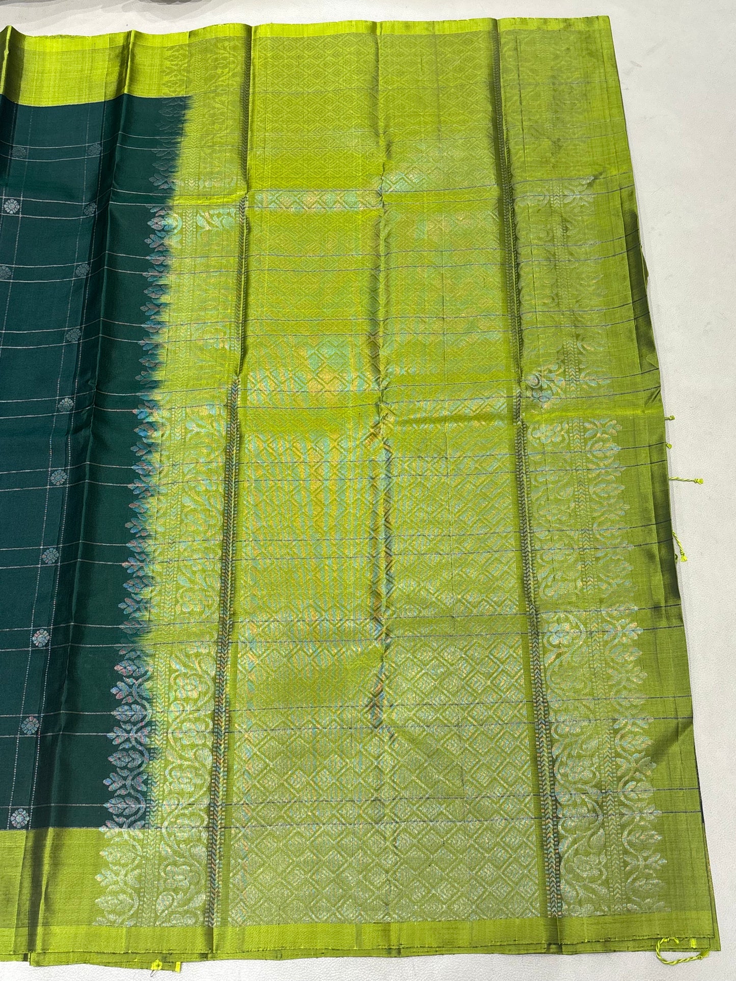 Satvik bottle green handloom softsilk saree - Pure silk saree