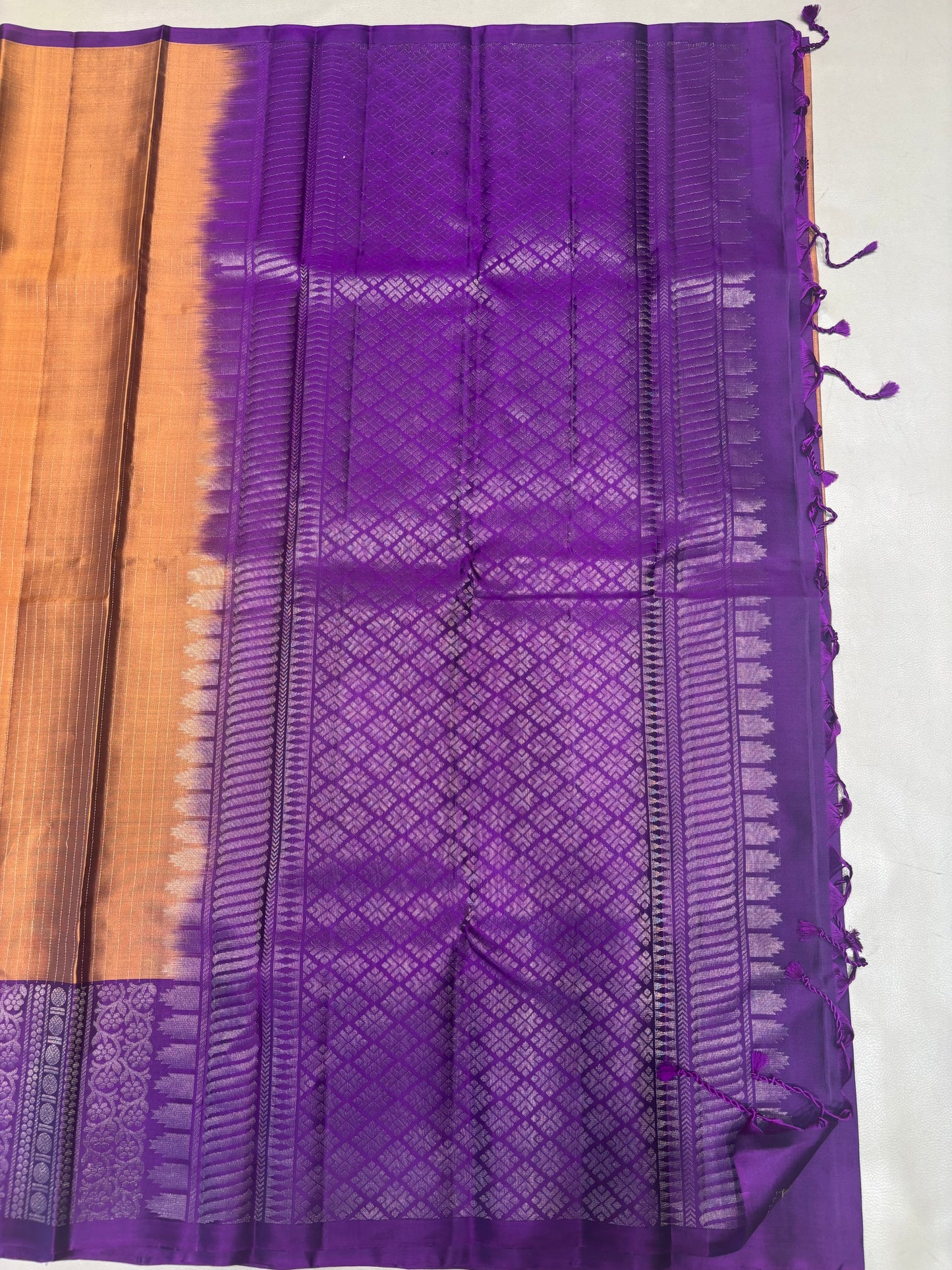 Tanvi rust & purple Vaira oosi handloom softsilk saree - Pure silk saree-set15