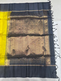 Vamika radium green & black handloom softsilk saree - Pure silk saree- contrast color
