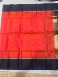 Leelavathi contrast color orange & coffee brown handloom softsilk saree - Pure silk saree