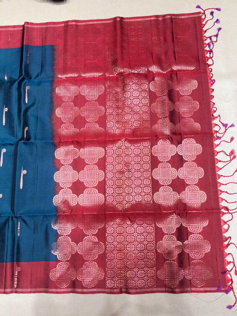 Hridya peacock blue handloom softsilk saree - Pure silk saree