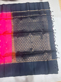 Panjara pink & black softsilk saree - Pure silk saree-AB101