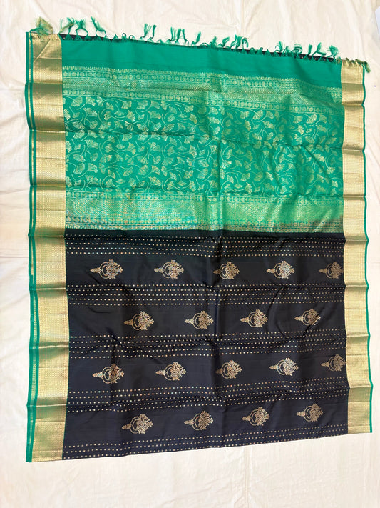 Urvi black handloom softsilk saree - Pure silk saree