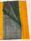Devasena golden yellow & bottle green handloom softsilk saree - Pure silk saree-AK1110
