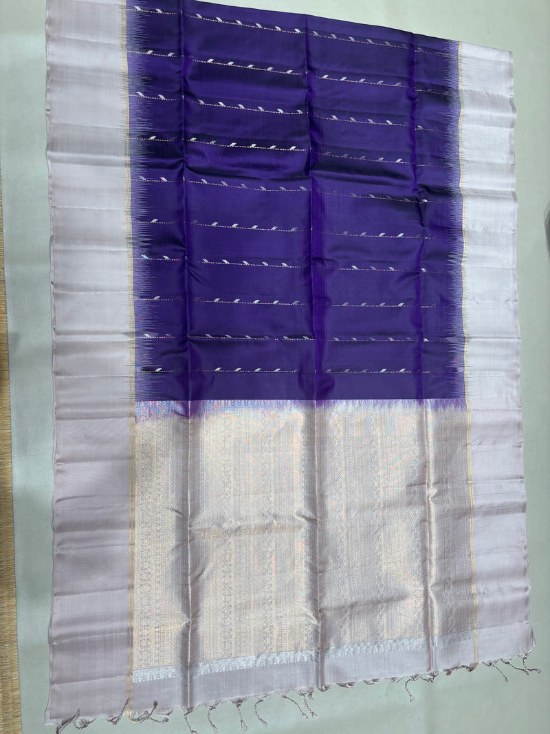 Ilai blue handloom softsilk saree - Pure silk saree- contrast color