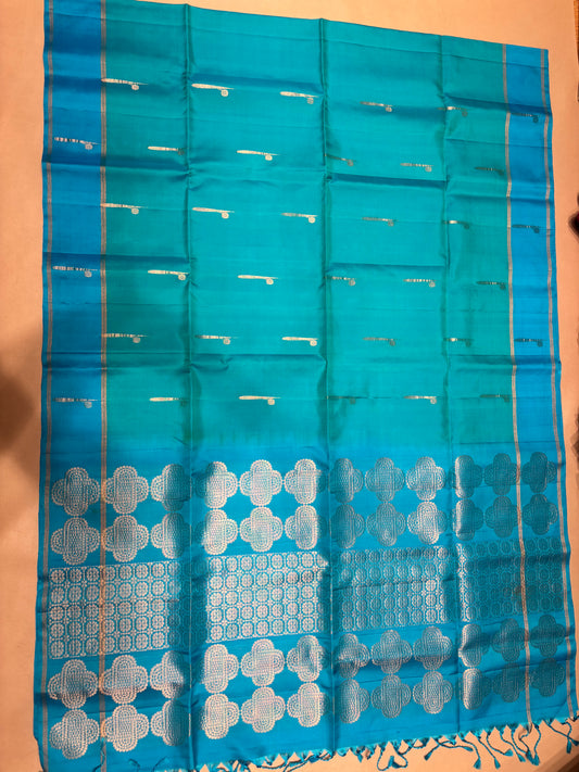 Ponkodi blue& sea green handloom softsilk saree - Pure silk saree- BA102