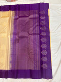 Yuvaa warm gold & purple softsilk saree - Pure silk saree