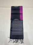 Darika pink & black handloom softsilk saree - Pure silk saree