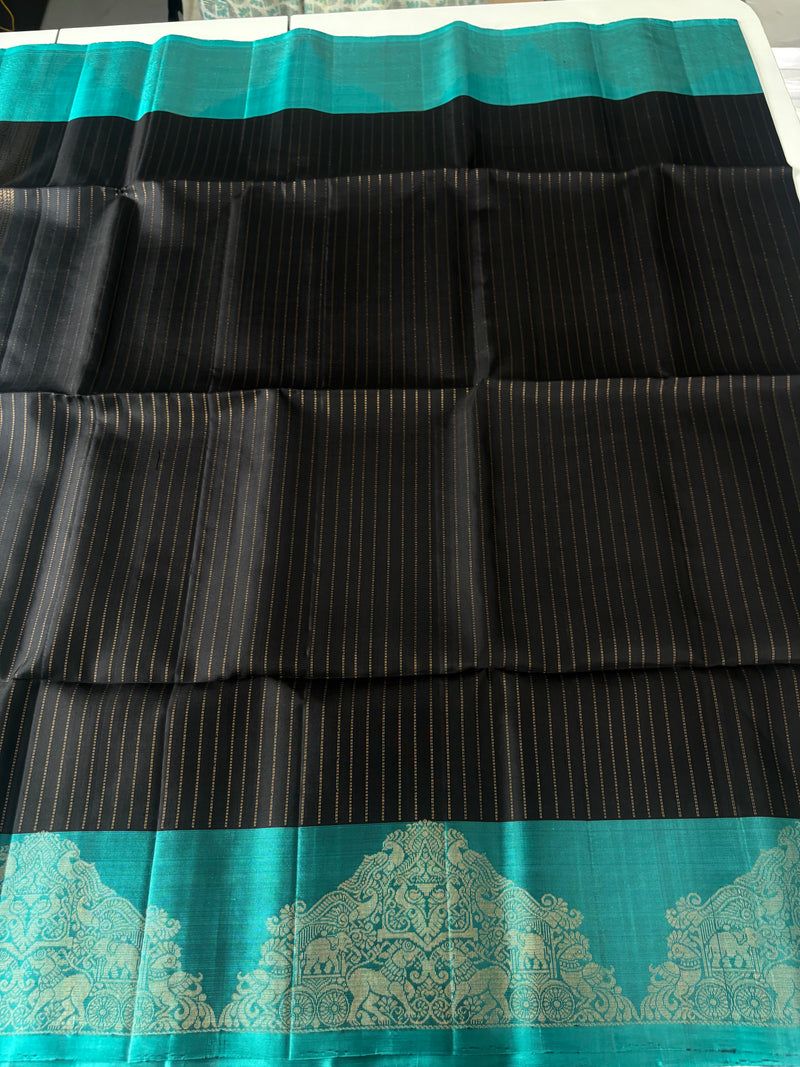 Karumugil black handloom softsilk saree - Pure silk saree