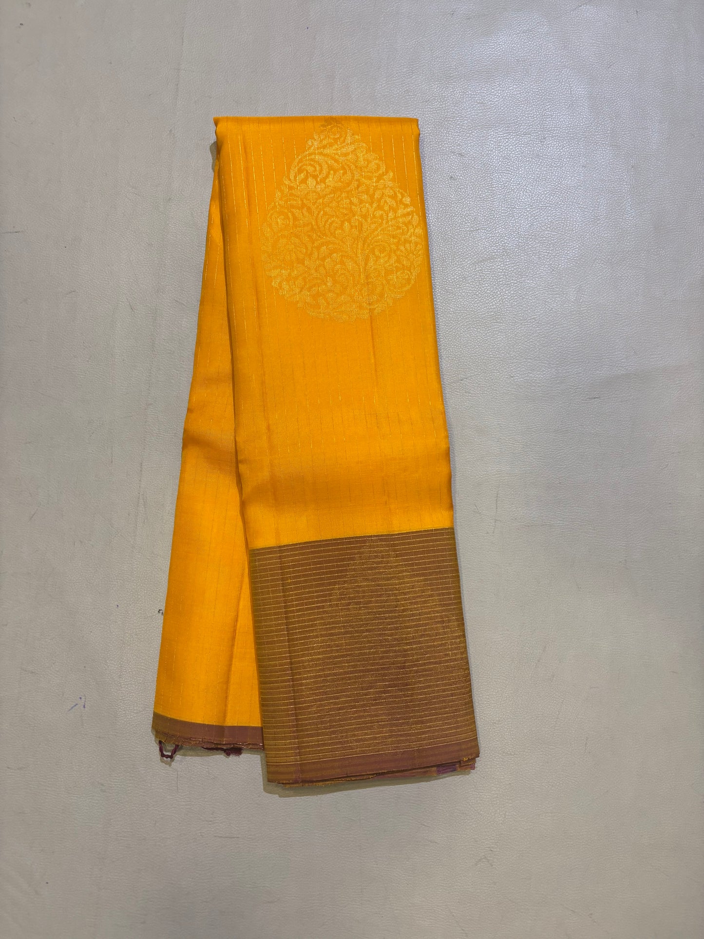 Yellow Vaidoori handloom softsilk saree - Vaira oosi design - Pure silk saree