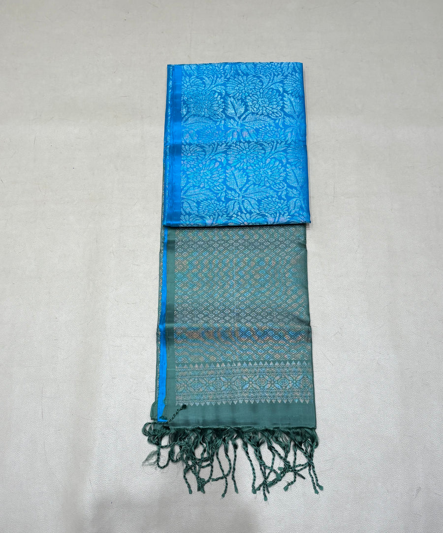 Lithika blue brocade bridal softsilk saree - Pure silk saree