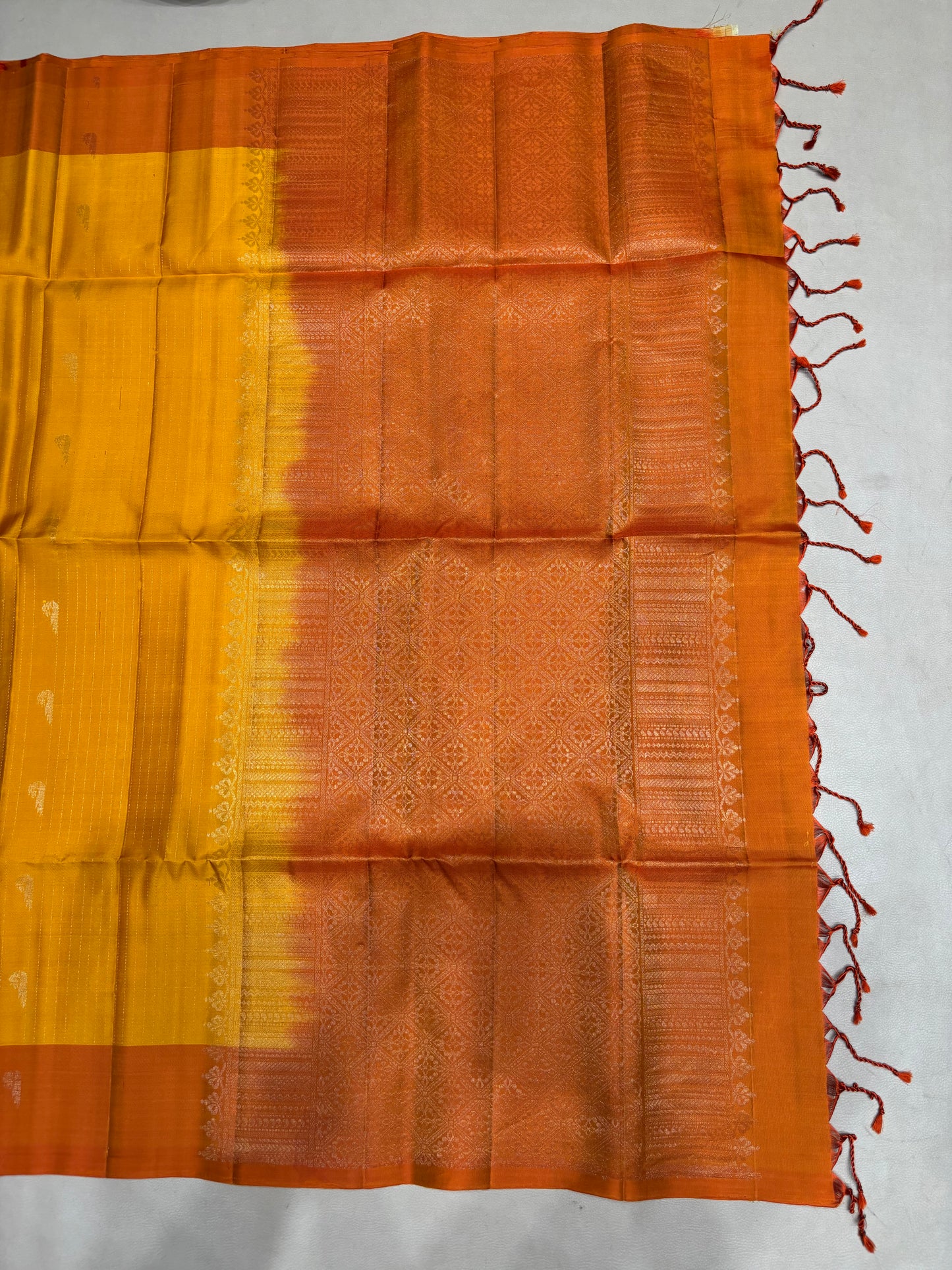Paari yellow & orange handloom softsilk saree - Pure silk saree