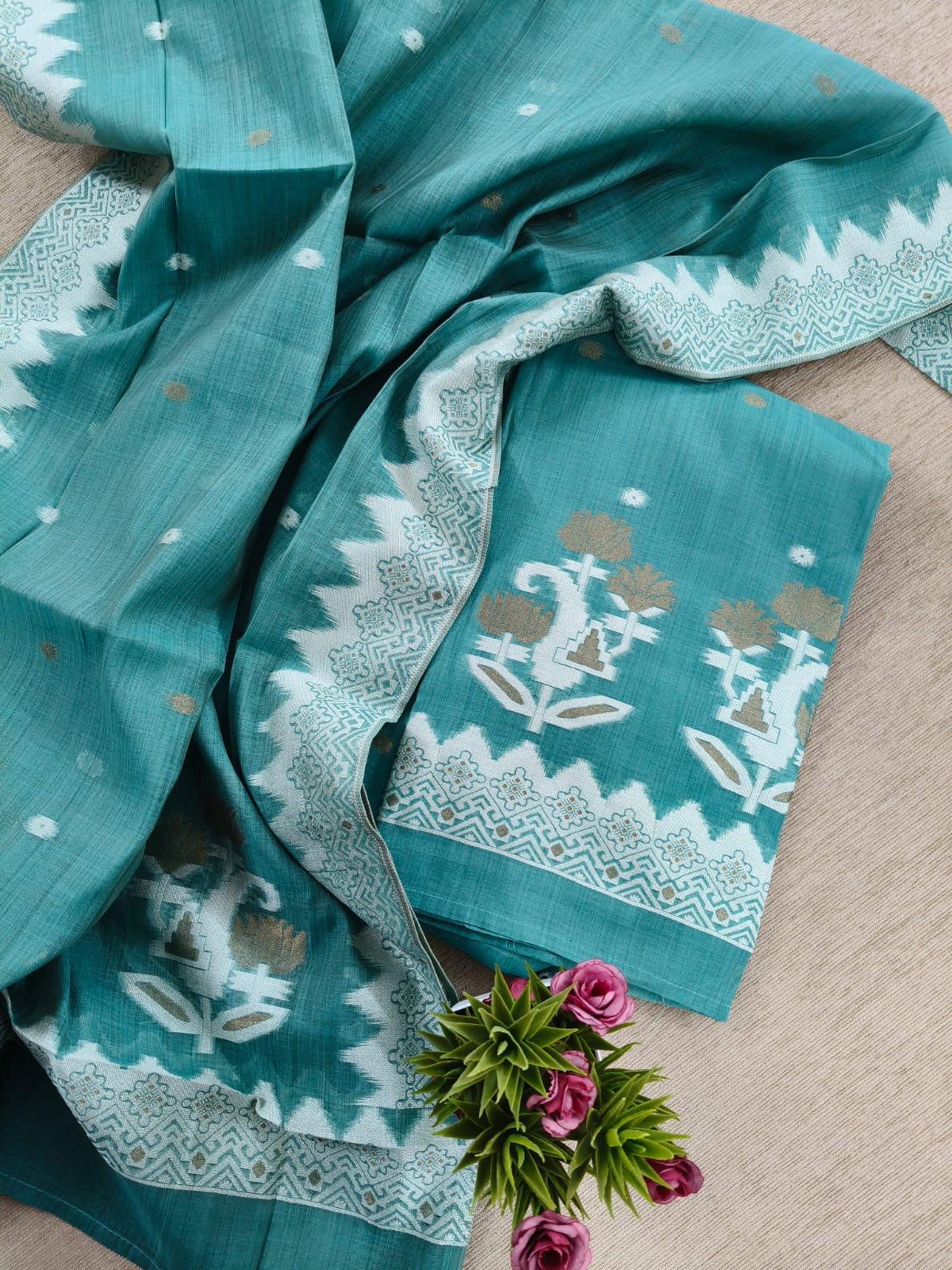 Munga Jamdani cotton salwar - 2 colors