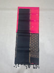 Panjara pink & black softsilk saree - Pure silk saree-AB101