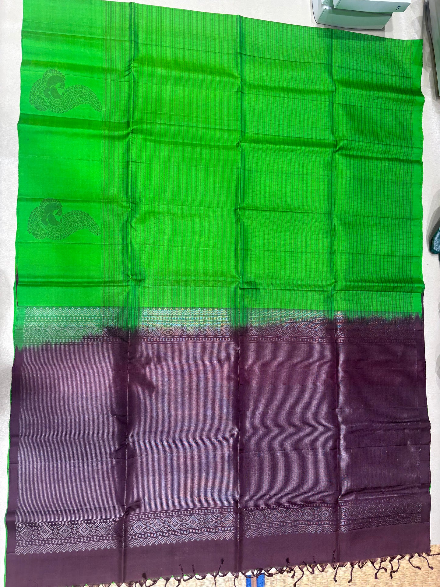 Kanima handloom softsilk saree - Pure silk saree- thread checks in body-AK1119