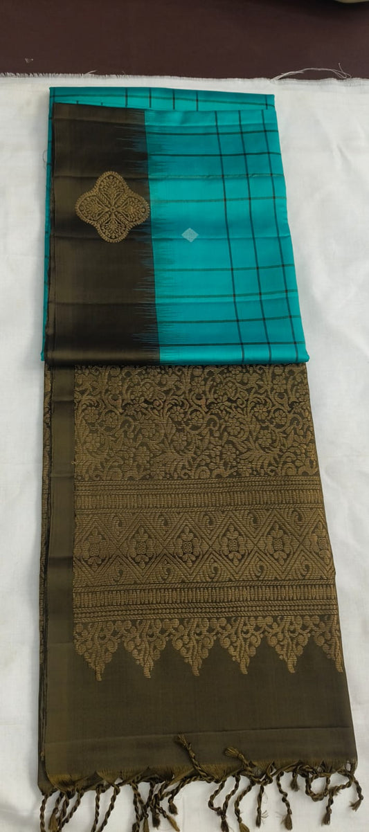 Vanmadhi blue handloom softsilk saree - Pure silk saree-AK1102