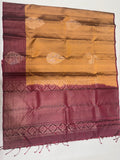 Vaidoori gold & maroon handloom softsilk saree - Vaira oosi design - Pure silk saree