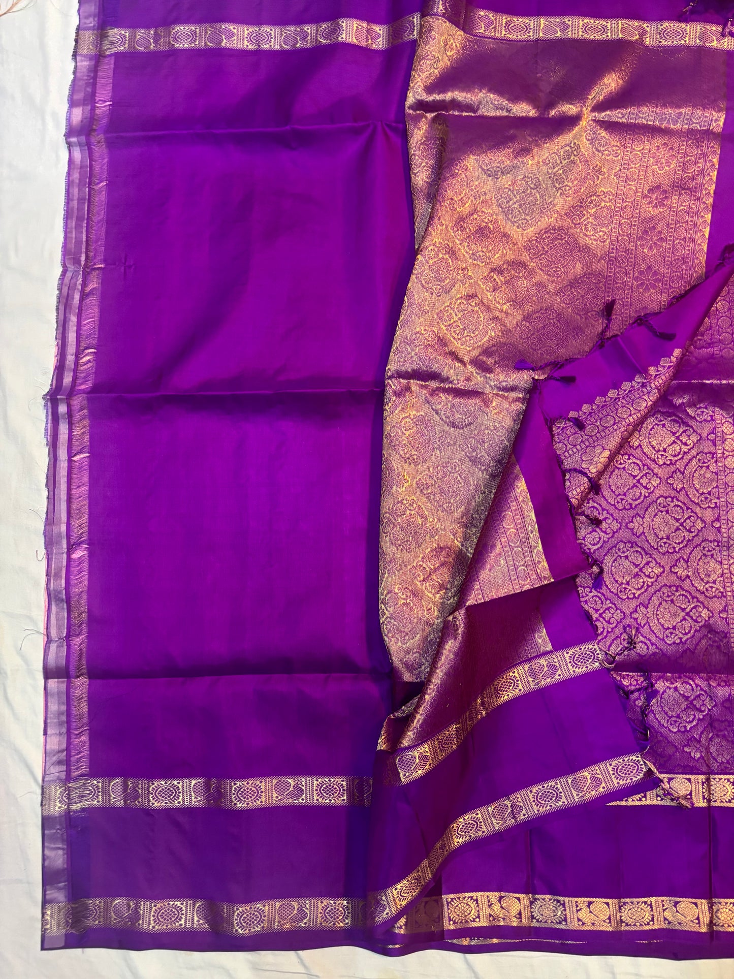 Sangavi peach pink & purple softsilk saree - Pure silk saree
