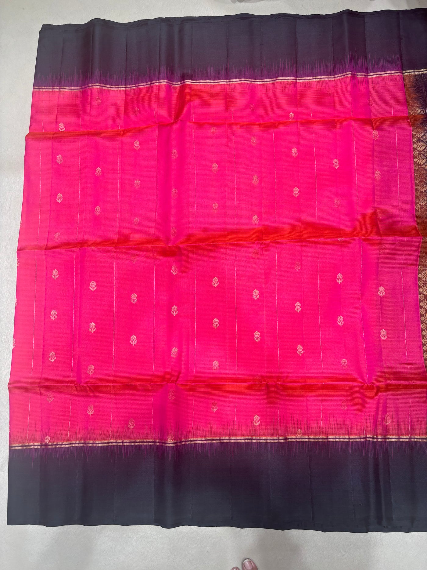 Panjara pink & black softsilk saree - Pure silk saree-AB101
