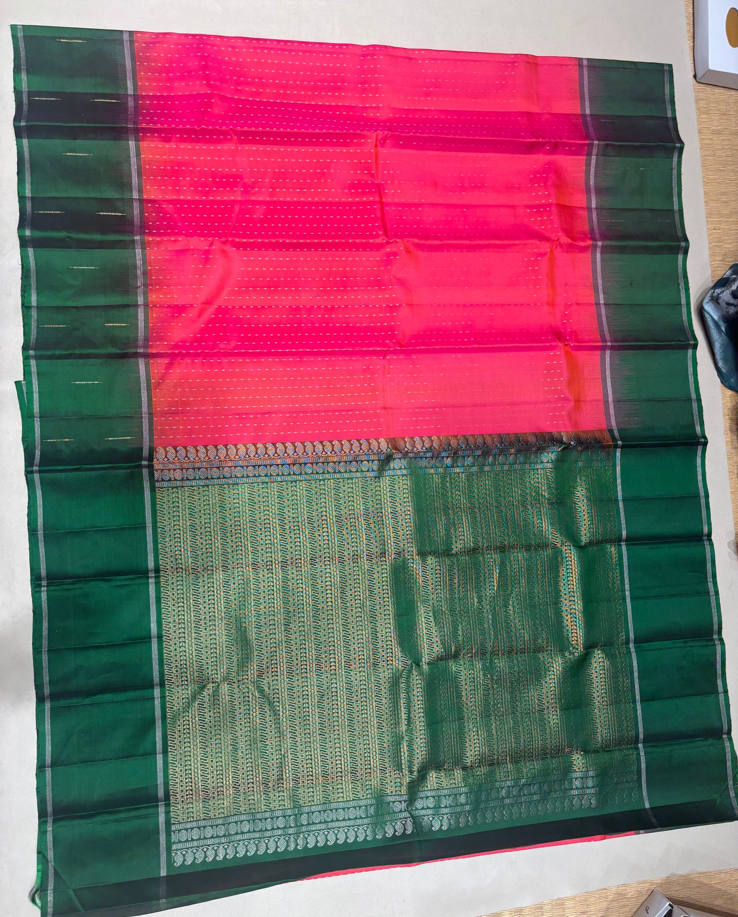 Melinam pink & green handloom softsilk saree - Pure silk saree