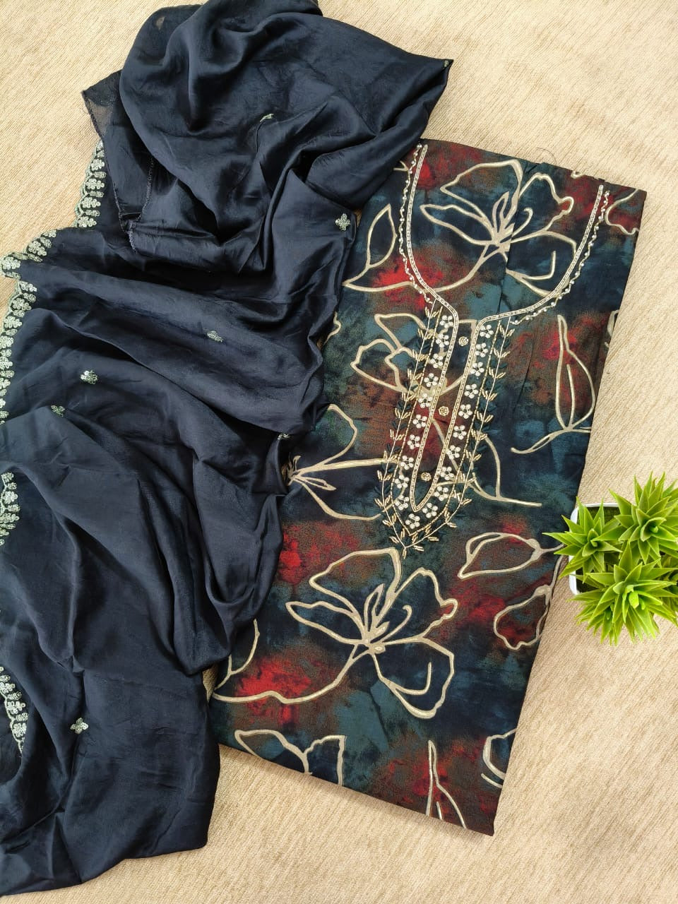 Modal silk salwar material - 2 colors