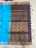 Ponvalli blue handloom softsilk saree - Pure silk saree-AK1113