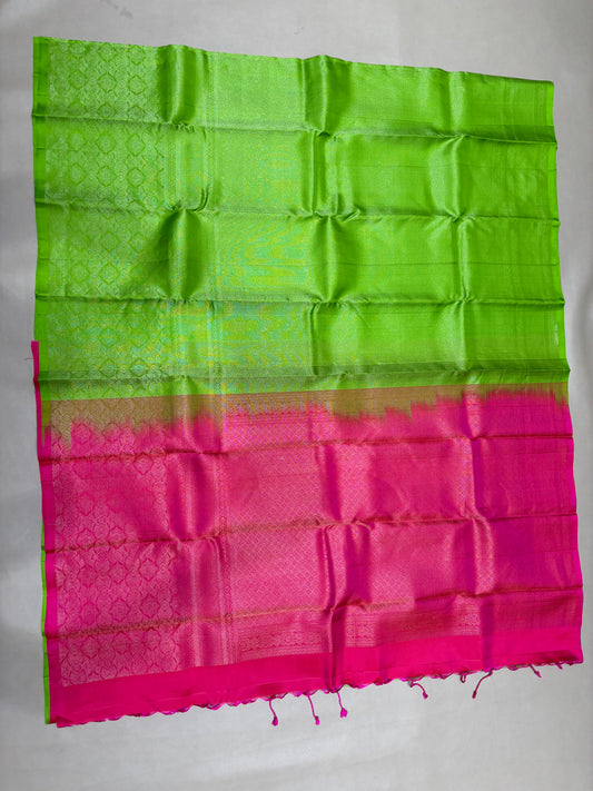 Padumai green brocade bridal softsilk saree - Pure silk saree