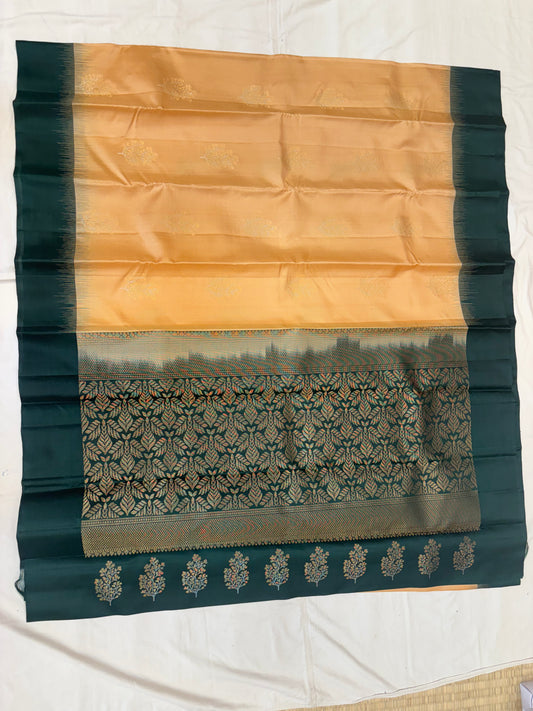 Yuvaa soft peach gold softsilk saree - Pure silk saree-set13