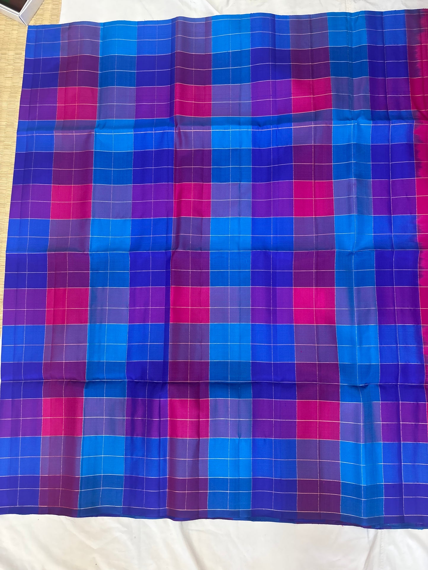 Kattam blue & pink handloom softsilk saree-AK1114