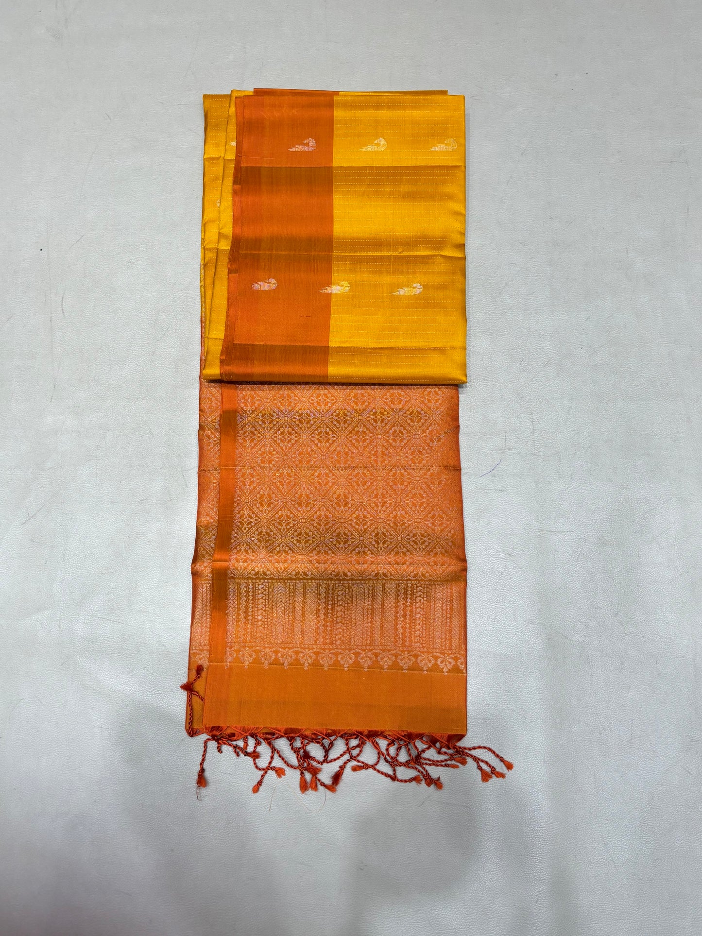 Paari yellow & orange handloom softsilk saree - Pure silk saree