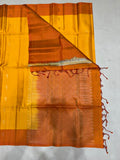 Paari yellow & orange handloom softsilk saree - Pure silk saree